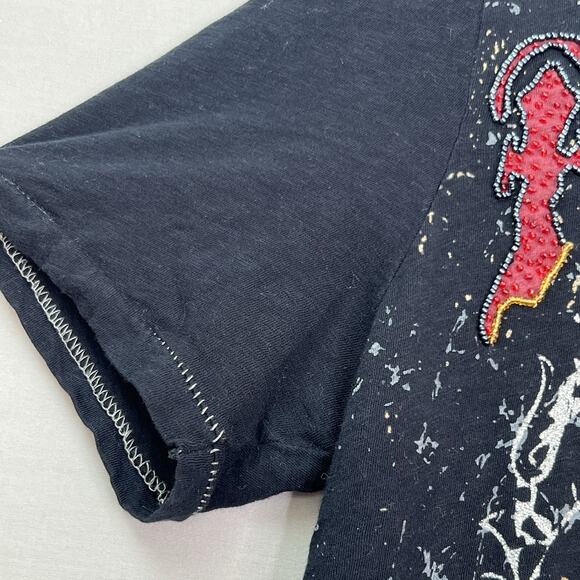 Vintage 90’s Propaganda Single Stitch Tee Shirt Black Dark Goth Embellished Bead - Picture 4 of 15